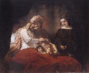 REMBRANDT Harmenszoon van Rijn Jacob Blessing the Sons of Joseph Germany oil painting artist